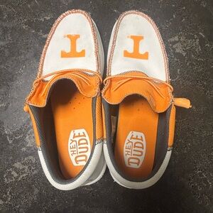 Hey Dude Orange & White Slip-Ons | Vols Game Day Shoes | Size 10
